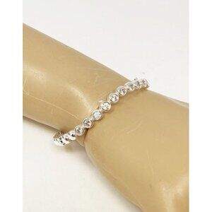 Miranda Frye Waverly Silver Tone Crystal Hinged Bangle Bracelet New Gift For Her